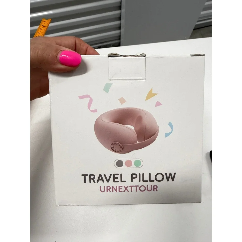 URNEXTTOUR Memory Foam Travel Pillow Grey Ergonomic Neck Support with Bag NEW